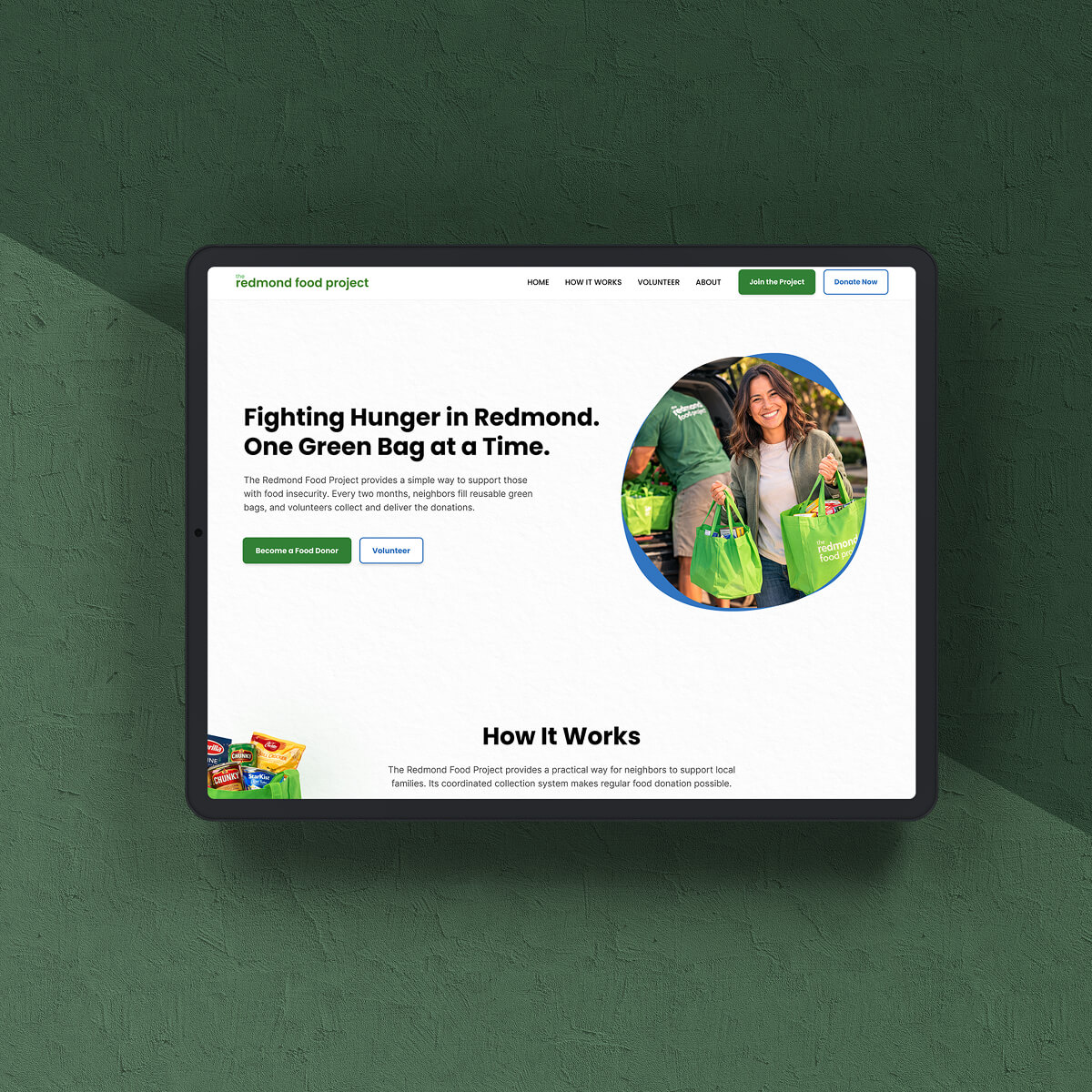 Large tablet display for a website created by Thorne Design Studio