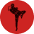 SMPR Fitness in Redmond, Oregon logo. Red background with muay thai fighter kicking.