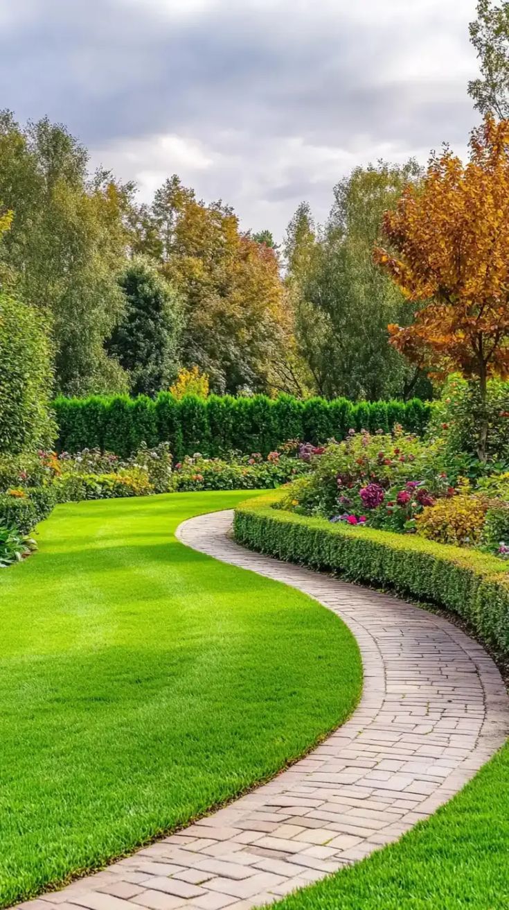 image of pathways in a garden park (for a landscaping service)