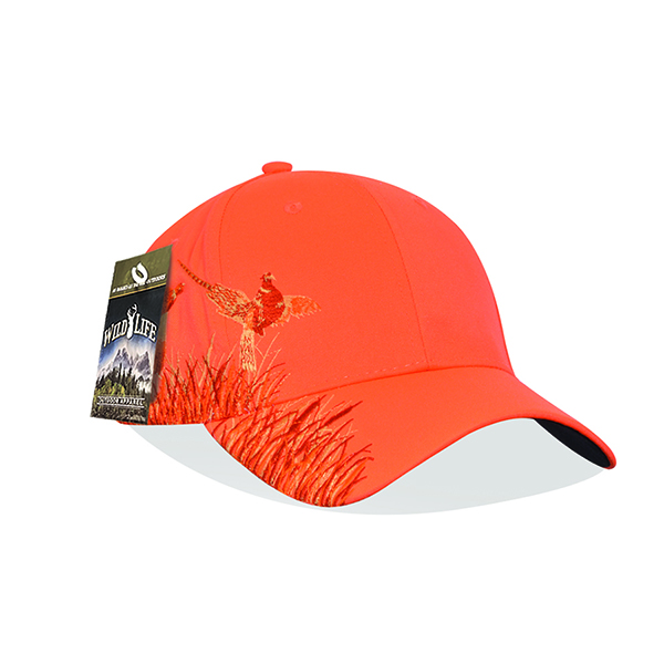 Pre-decorated wildlife hunting neon orange cap