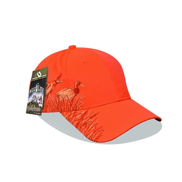 Pre-decorated wildlife hunting neon orange cap