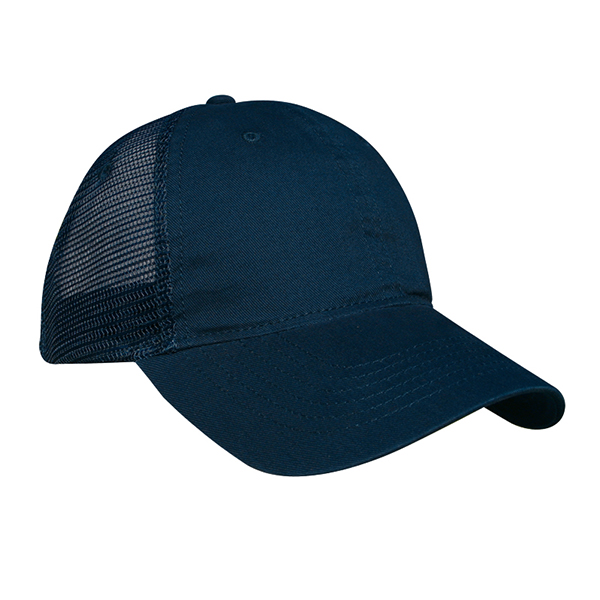 Bio-washed cotton twill front soft mesh side & back trucker cap