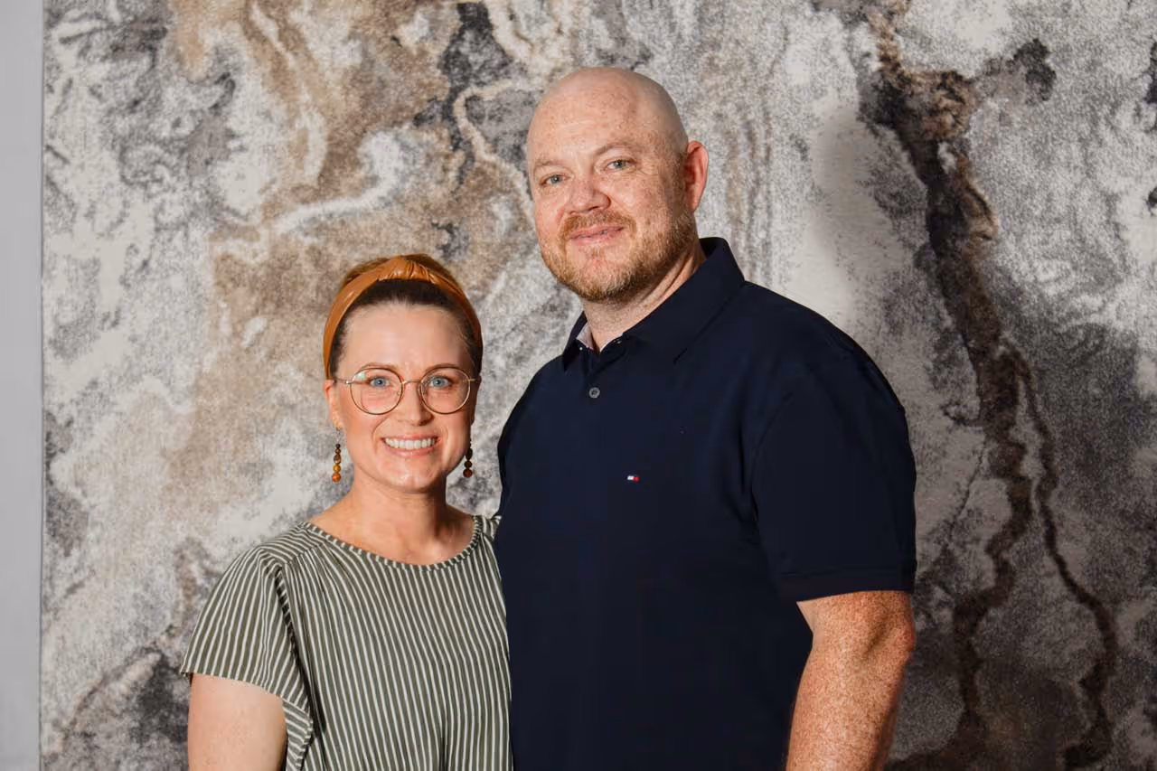 A photo of Pastor Ben and Hetaffia together at church.