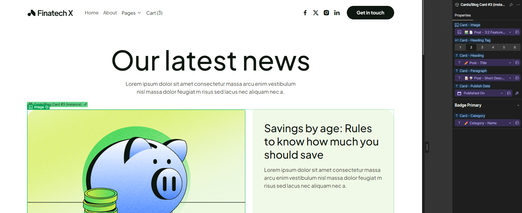 Finatech X Webflow Template and UI Kit CMS Content
