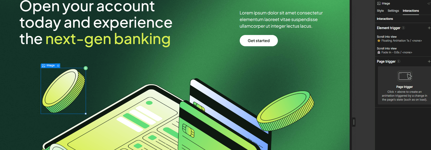 Finatech X Webflow Template and UI Kit Animations
