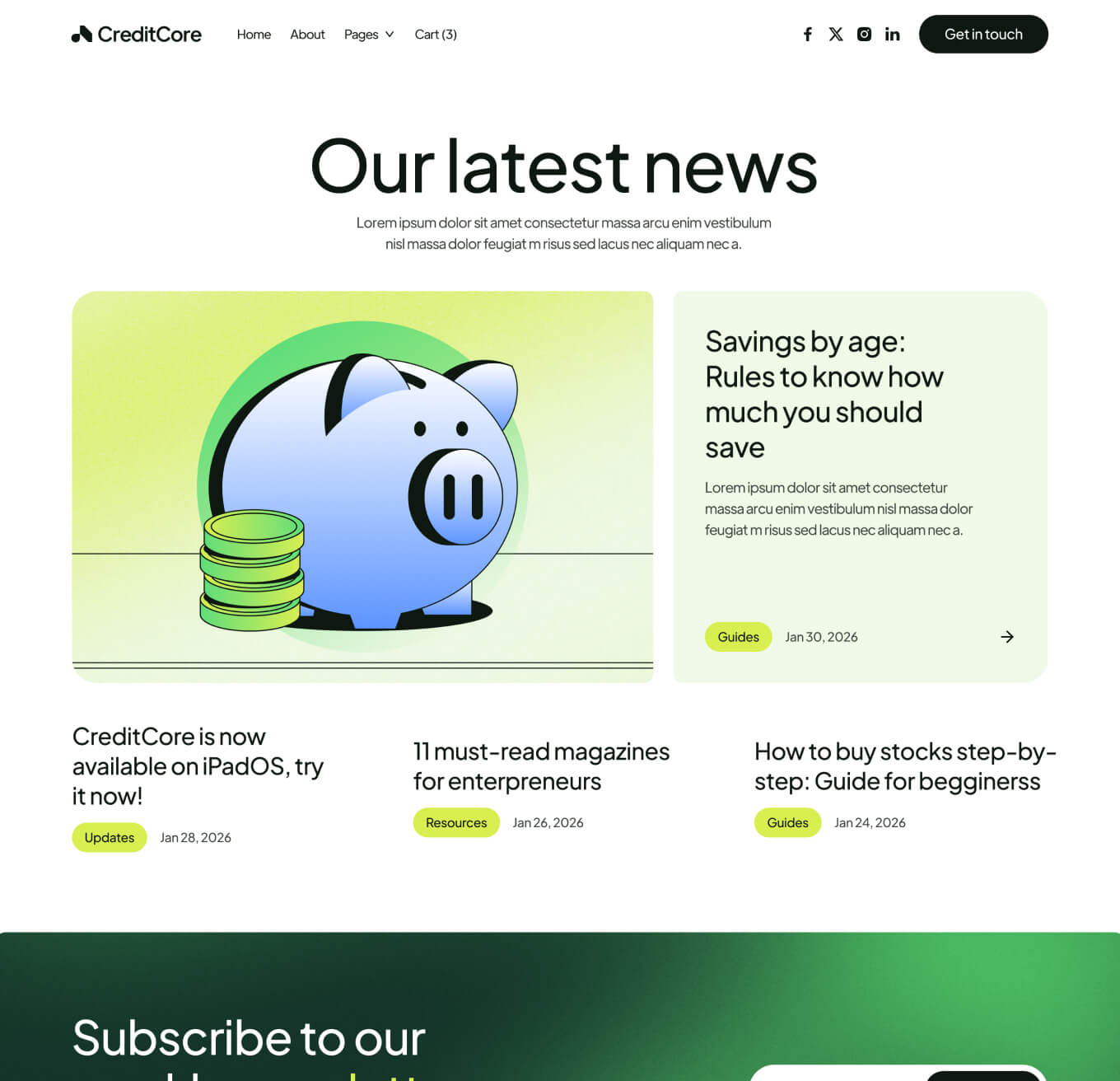 CreditCore - Blog V1 Page - Bank Webflow Template