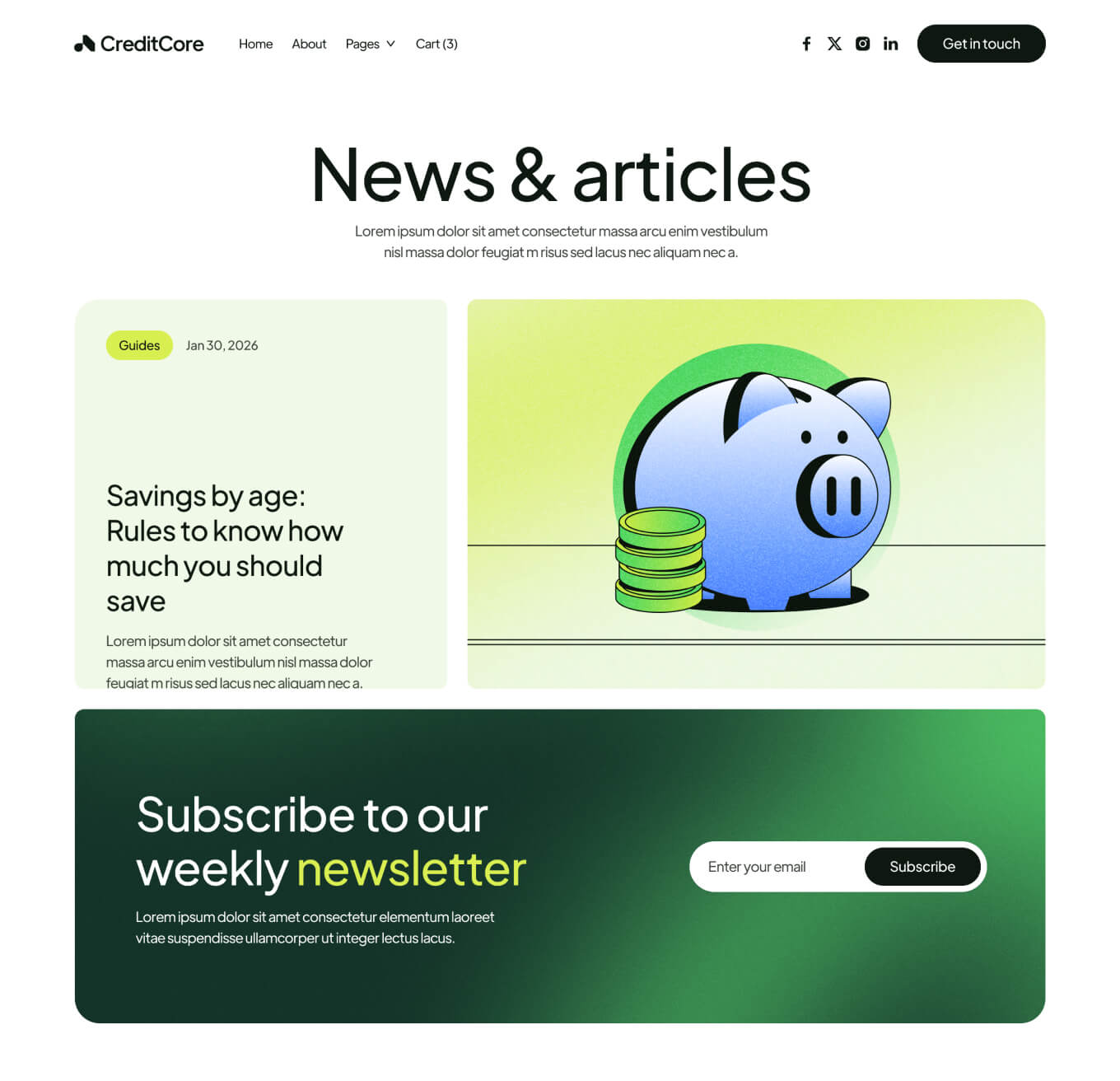 CreditCore - Blog V3 Page - Bank Webflow Template