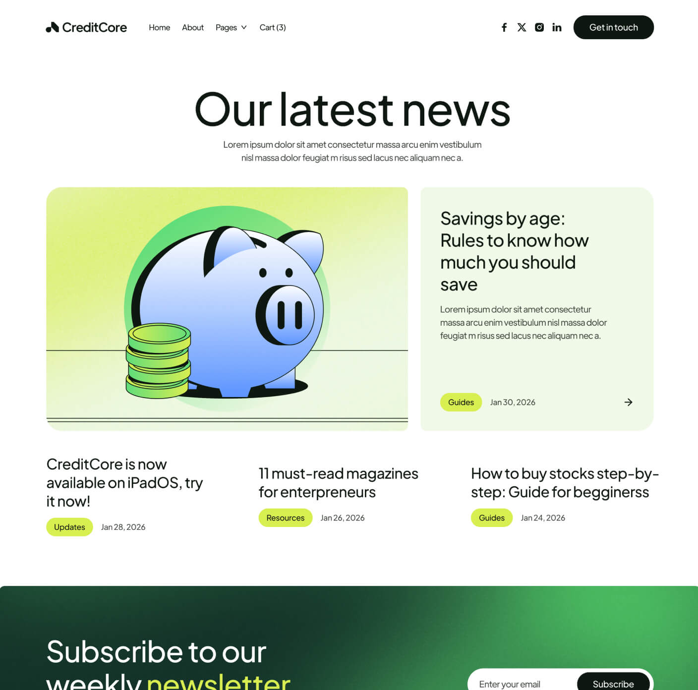 CreditCore - Blog V1 Page - Bank Webflow Template