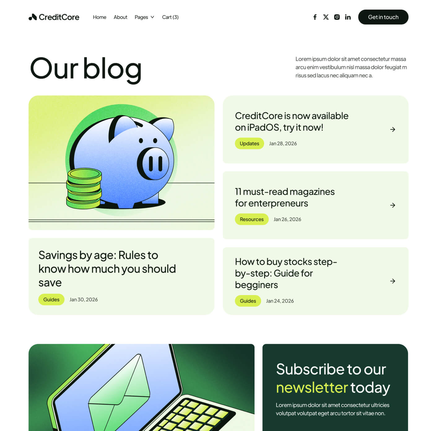 CreditCore - Blog V2 Page - Bank Webflow Template