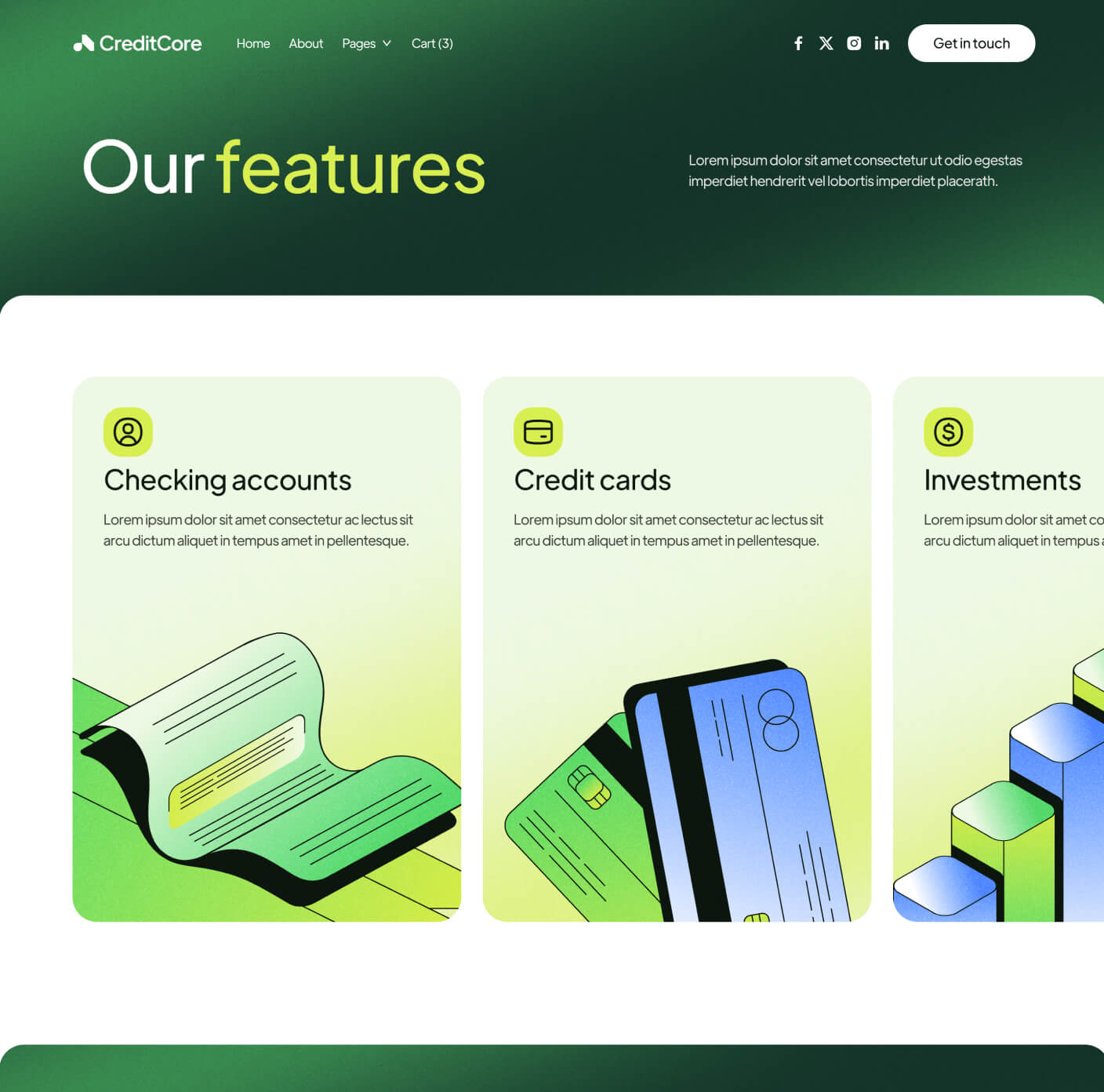 CreditCore - Features V2 Page - Bank Webflow Template