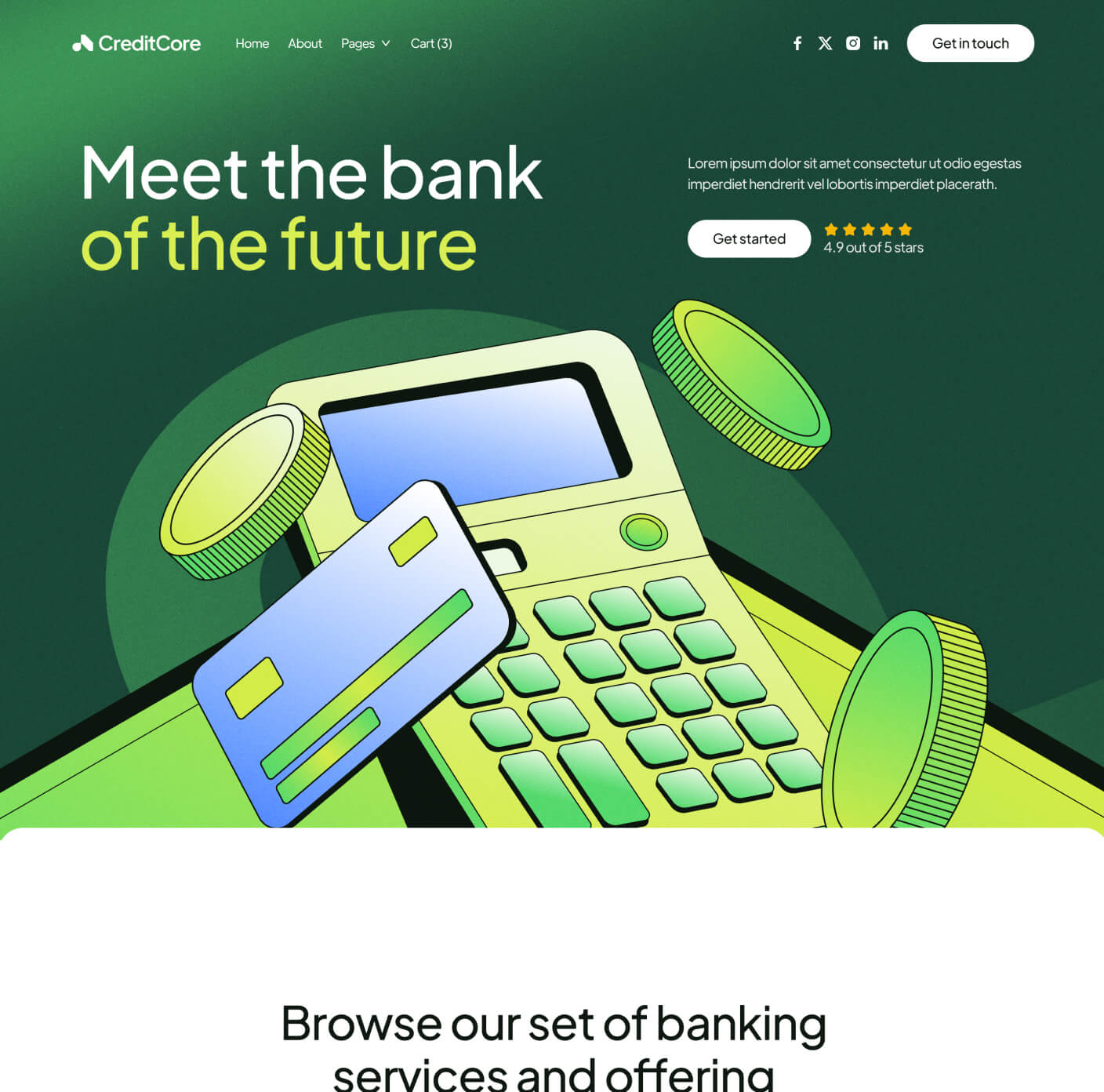 CreditCore - Home V3 Page - Bank Webflow Template