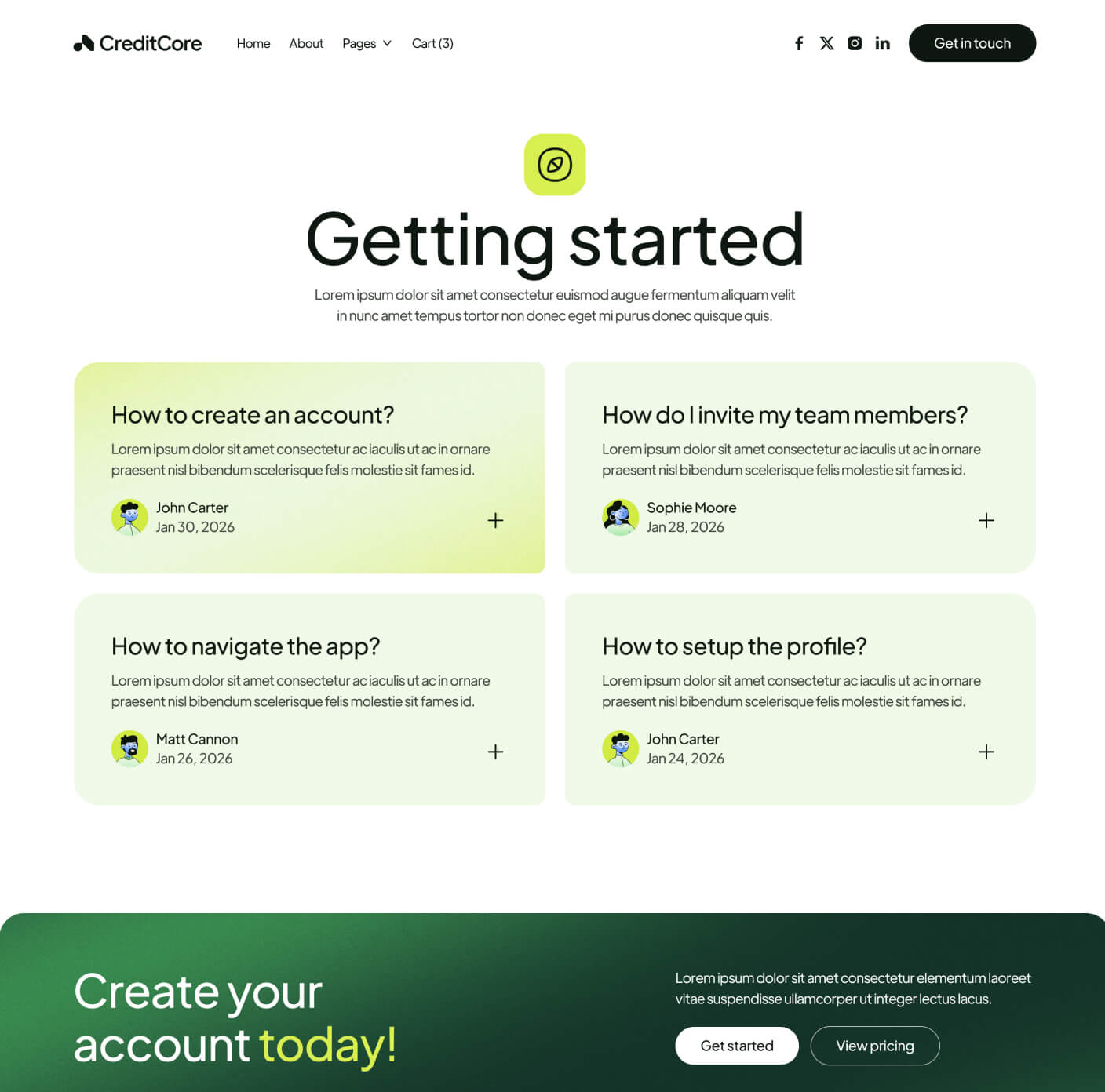 CreditCore - Help Center Category Page - Bank Webflow Template