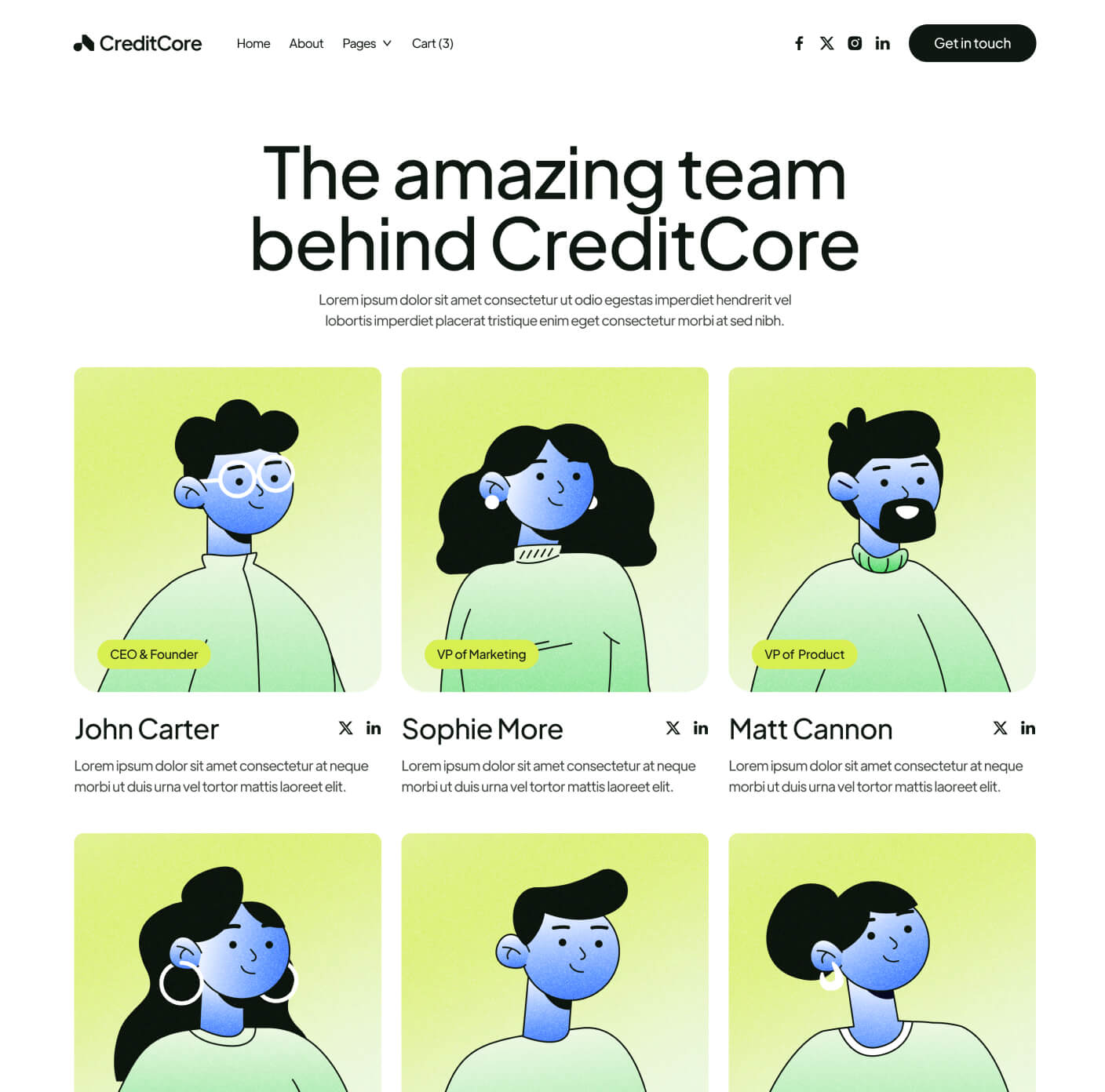 CreditCore - Team Members Page - Bank Webflow Template