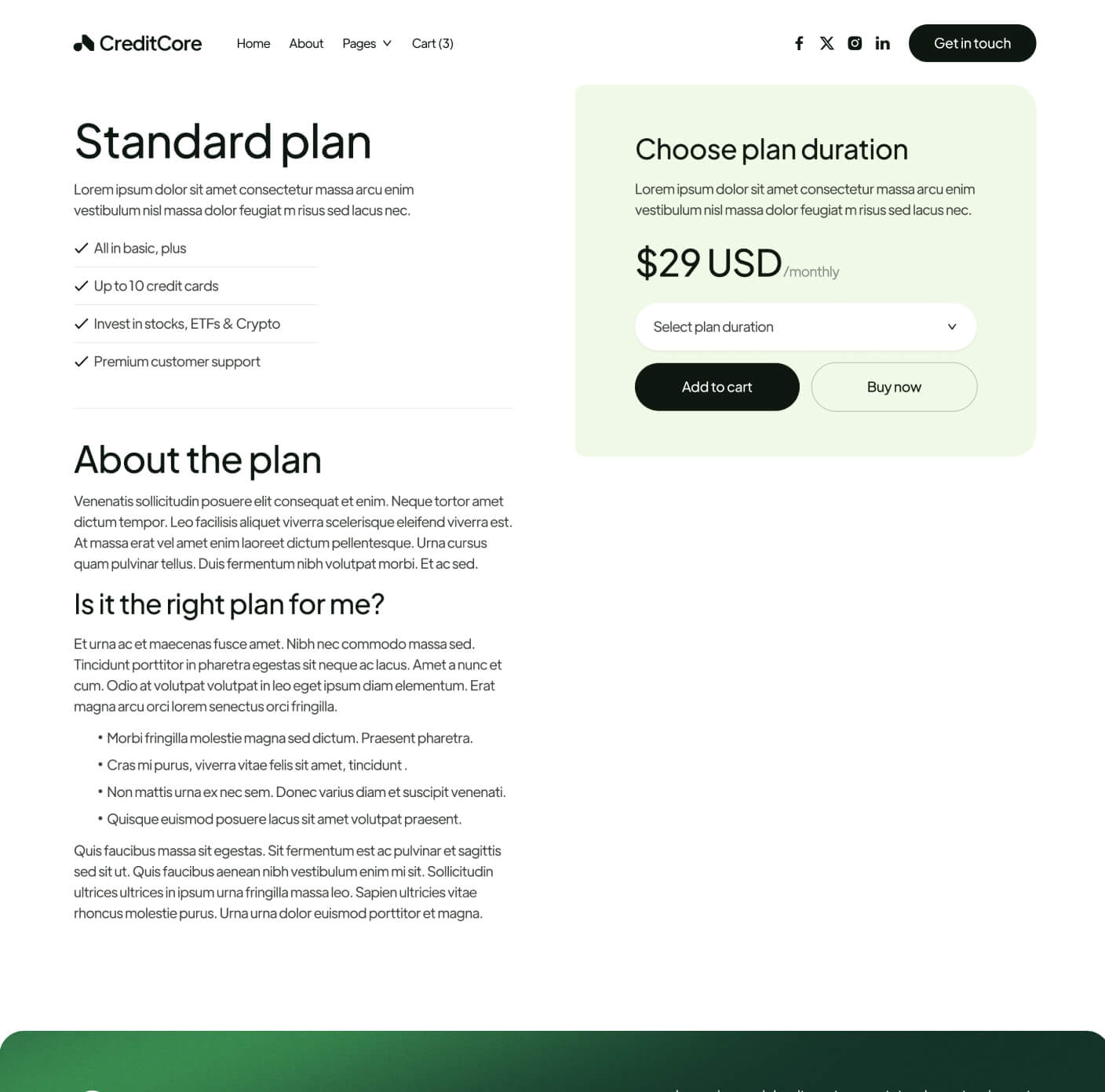 CreditCore - Pricing Single Page - Bank Webflow Template