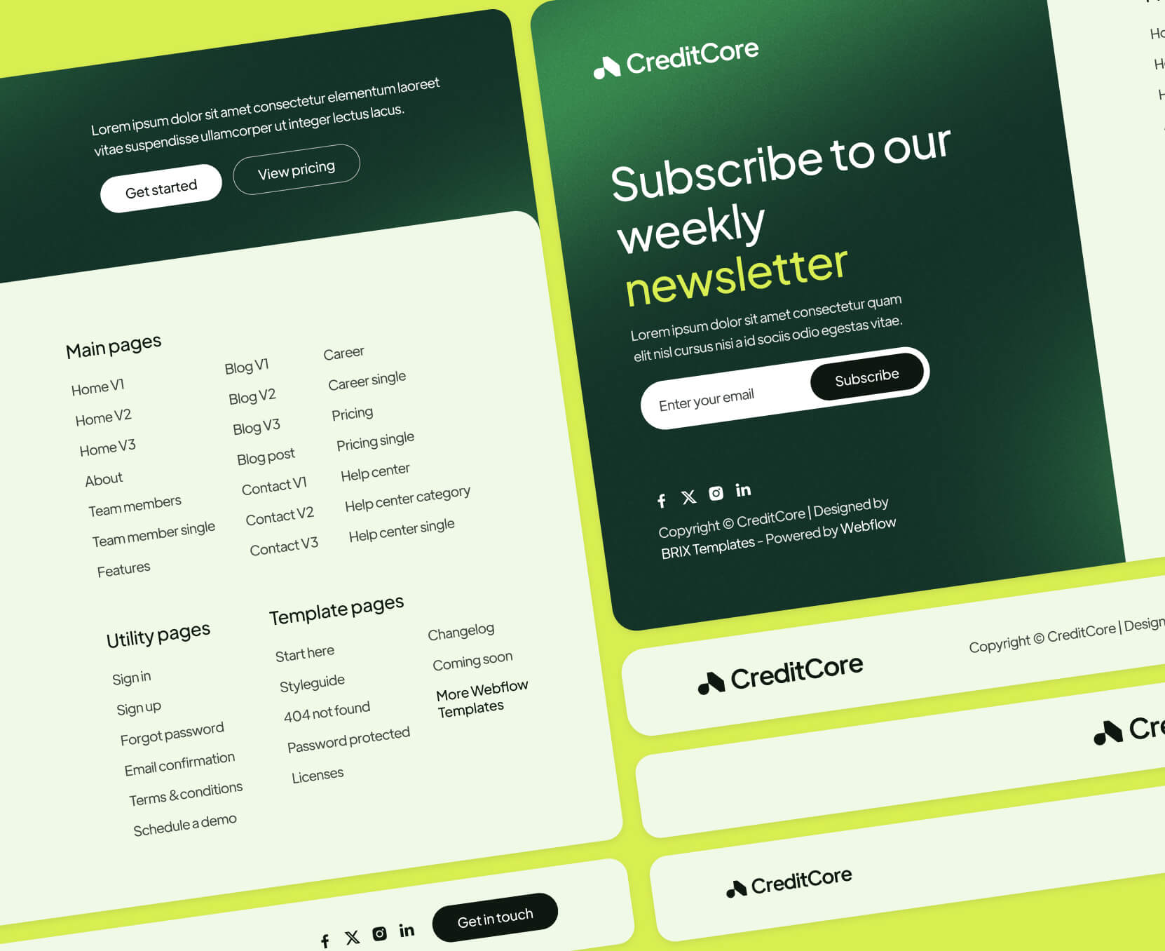 CreditCore - 3 Headers And Footers Included - Bank Webflow Template