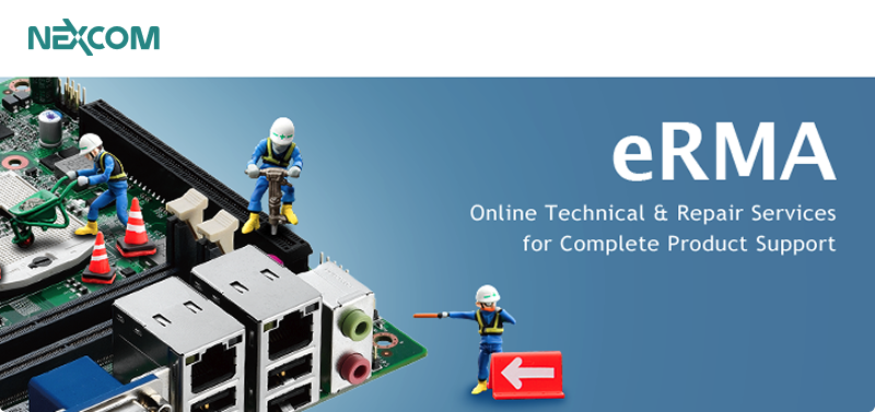 Miniature workers repairing computer circuit board with text about online technical and repair services.