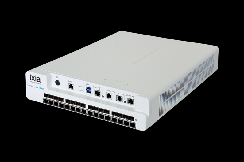 Ixia Novus ONE PLUS network testing device with multiple ports and USB connectors on the front side.