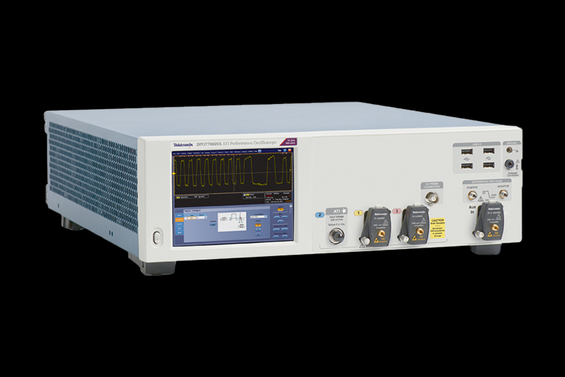 Tektronix DPO77002SX ATI Performance Oscilloscope showing waveform on display.