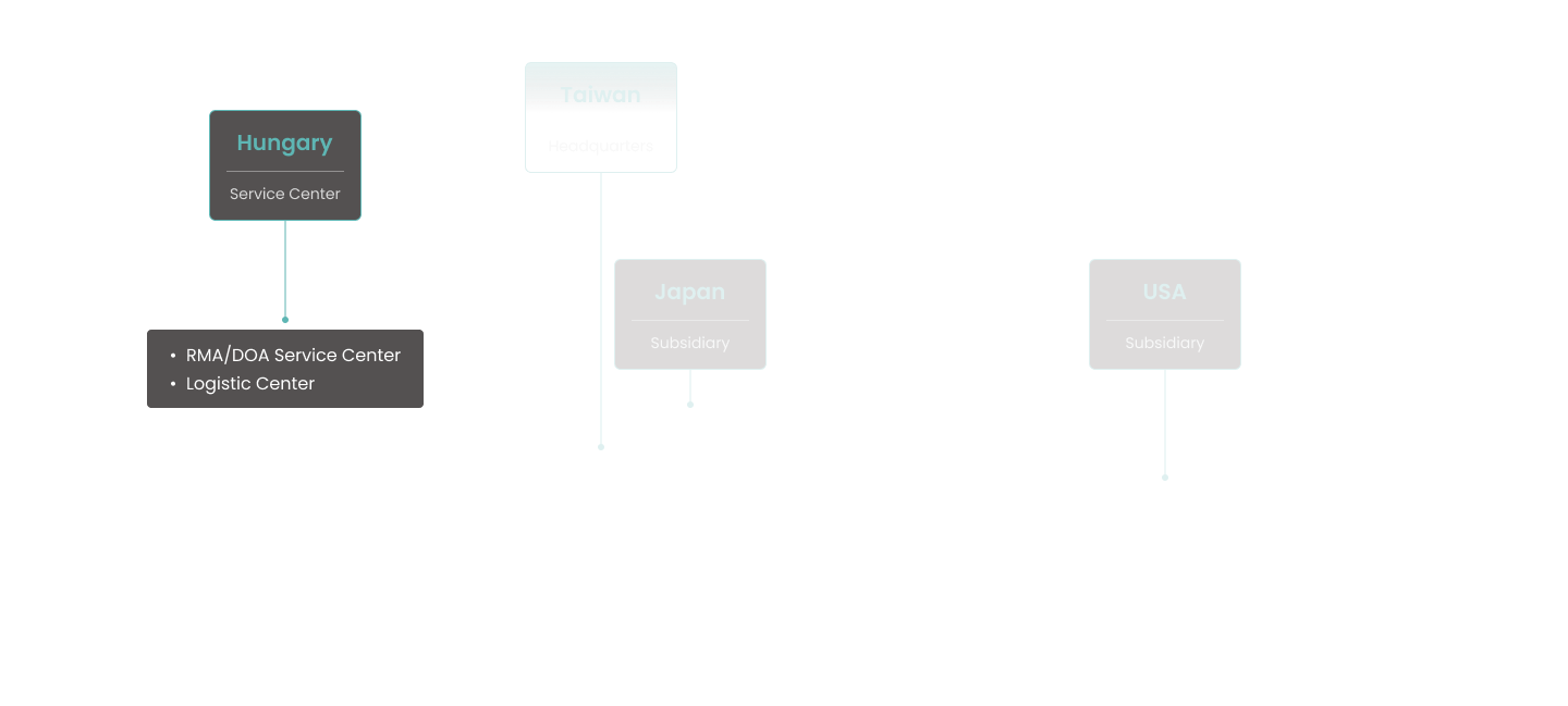 Organizational chart showing Hungary as service center.