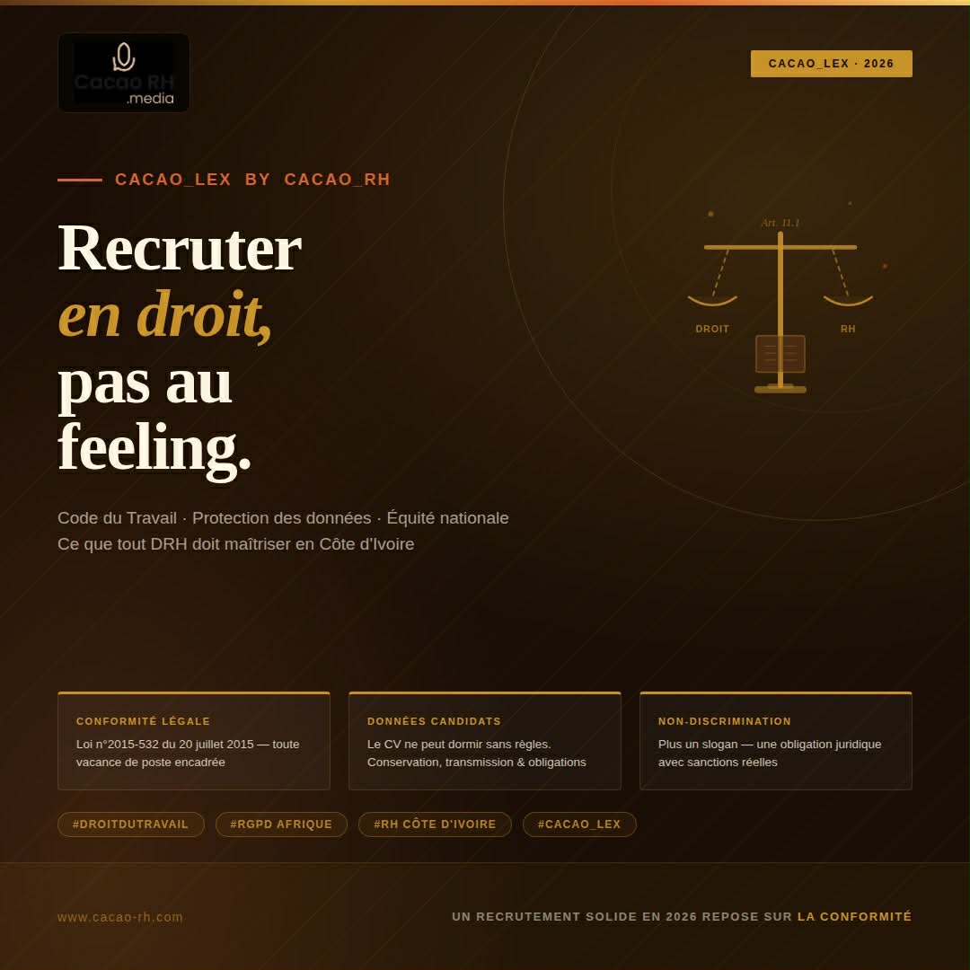 Recrutement en Côte d’Ivoire : CV, droit du travail et protection des données des candidats.