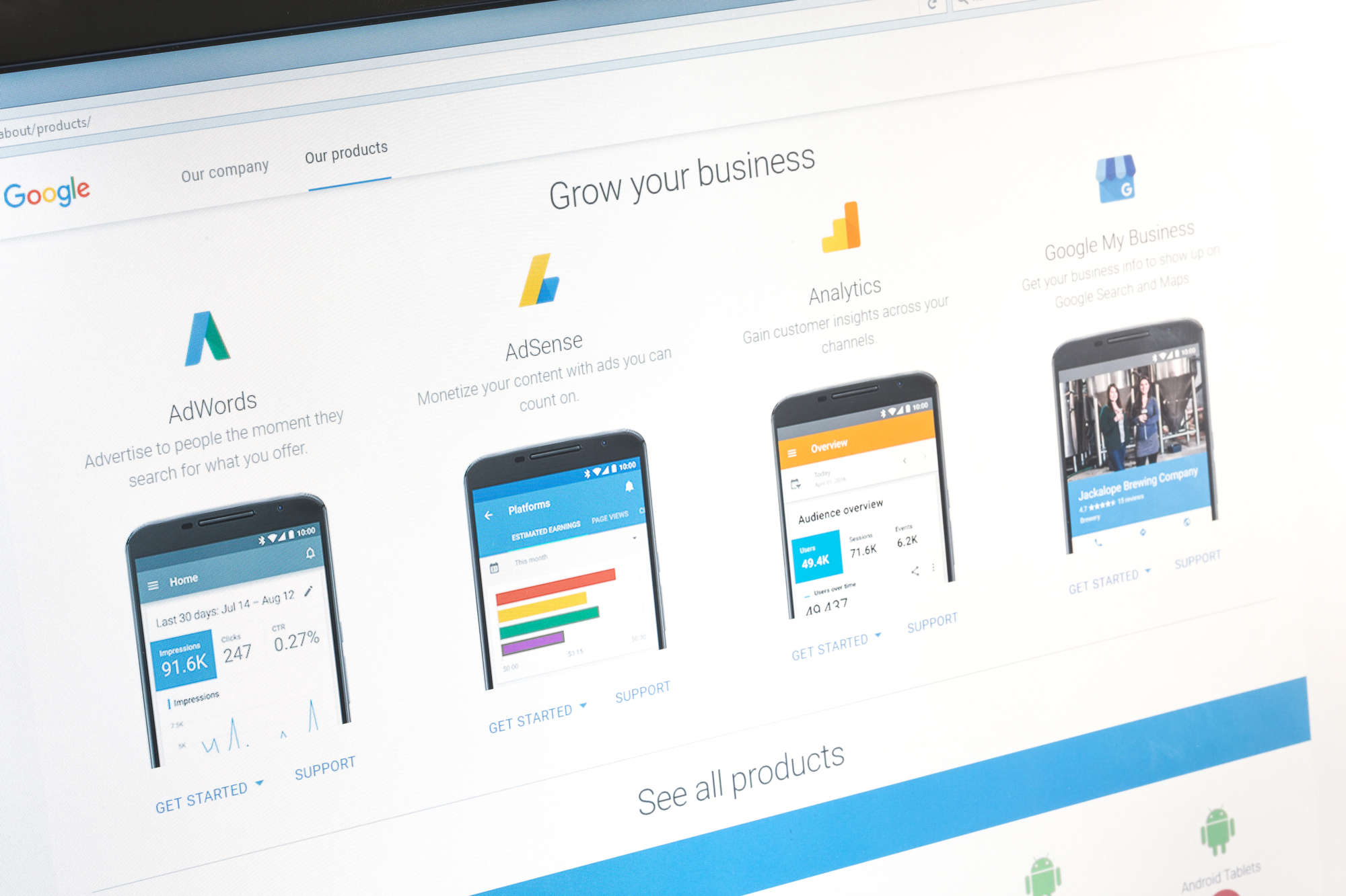 Google Analytics homepage
