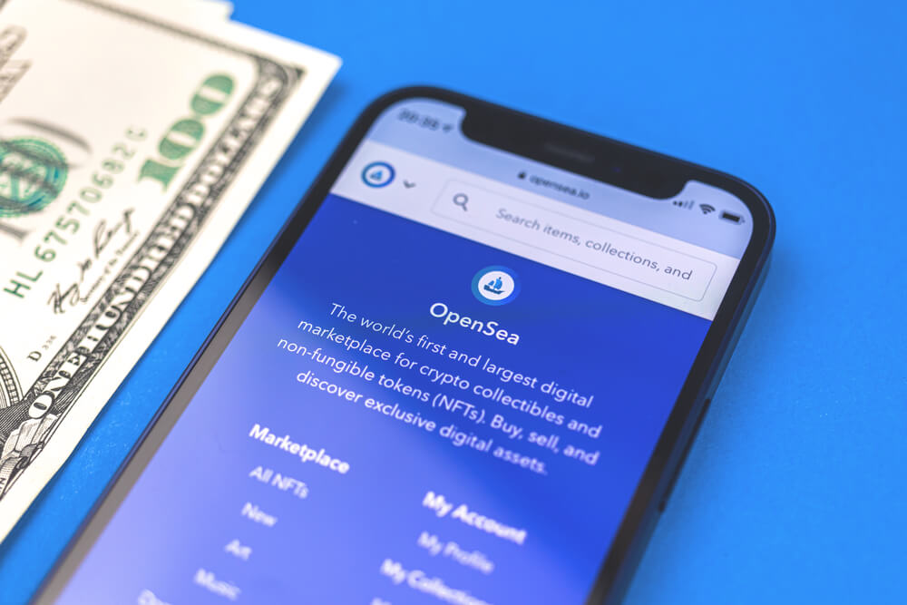 picture of OpenSea app on phone. 
