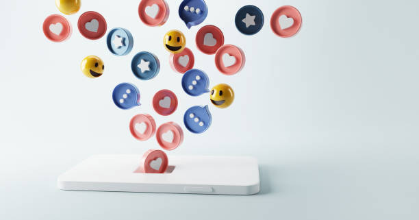 social media reactions coming out of phone