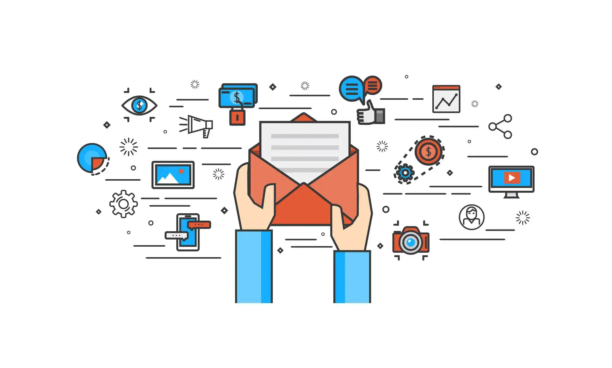 Graphic of man holding envelope