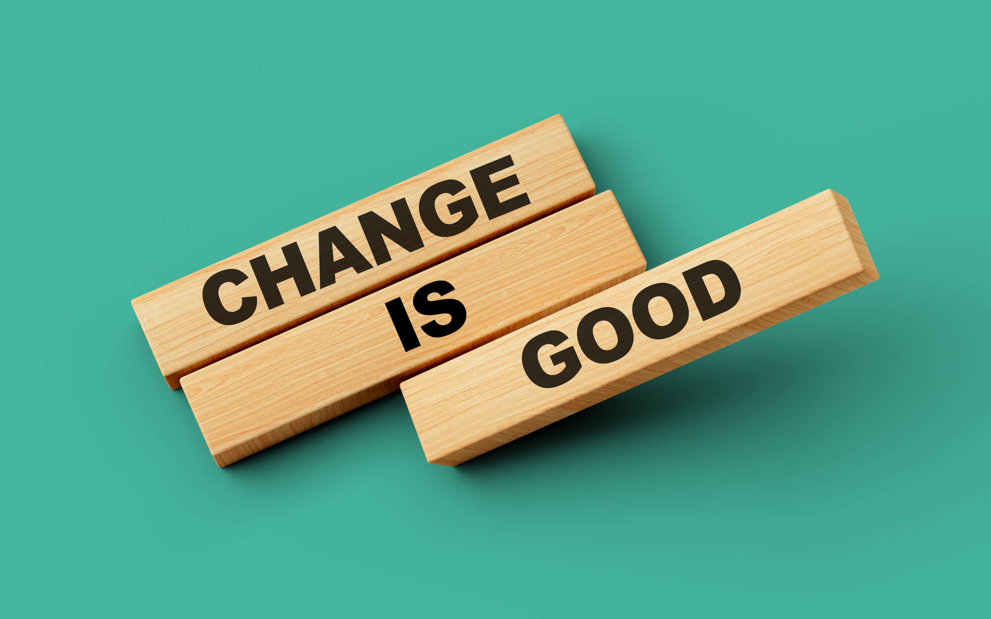 wooden blocks spelling change is good