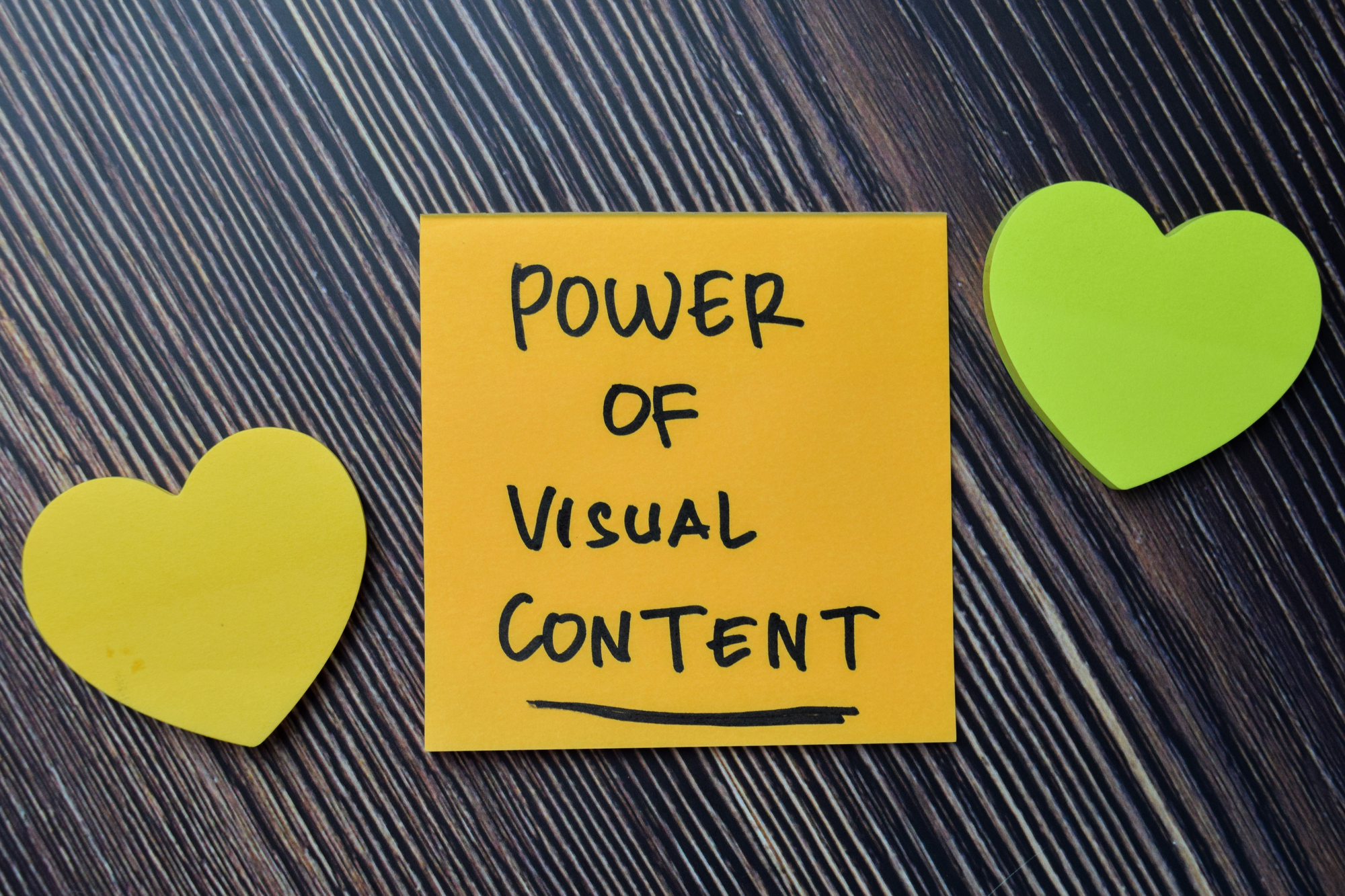 power of visual content written on a post it