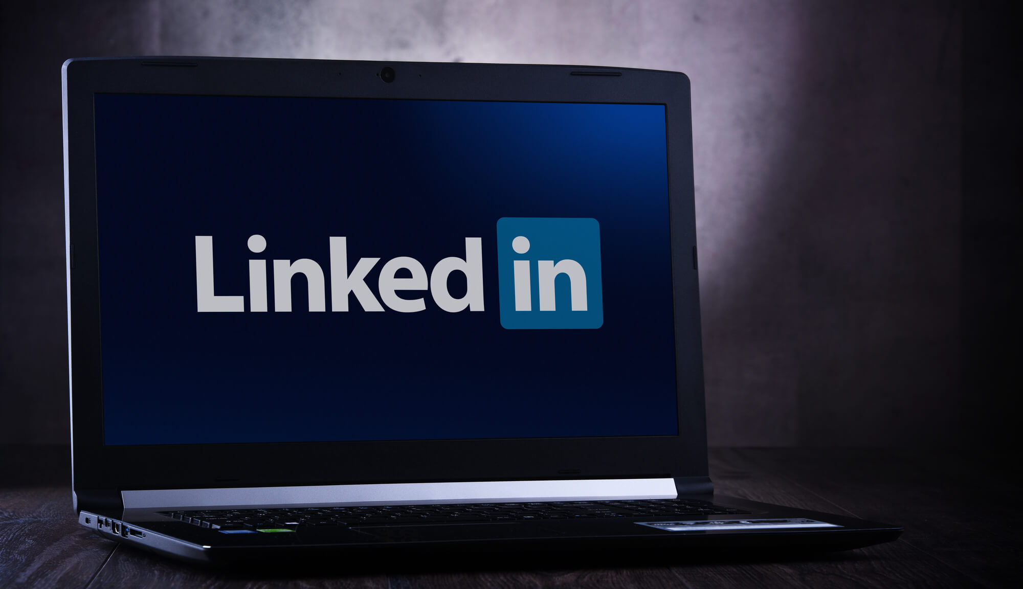 laptop showing linkedin logo