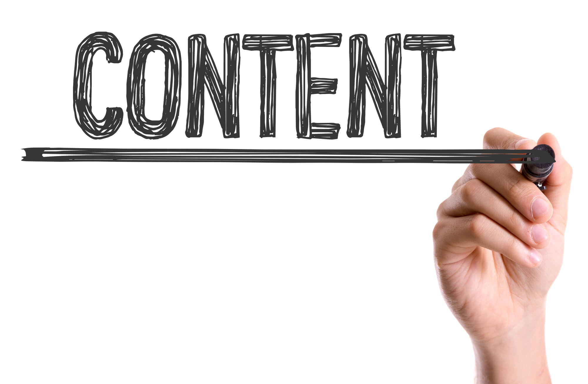 hand writing the word content 