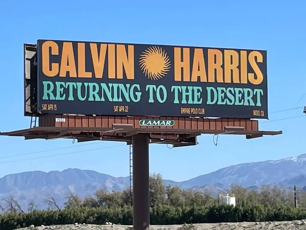 Calvin Harris billboard for Coachella