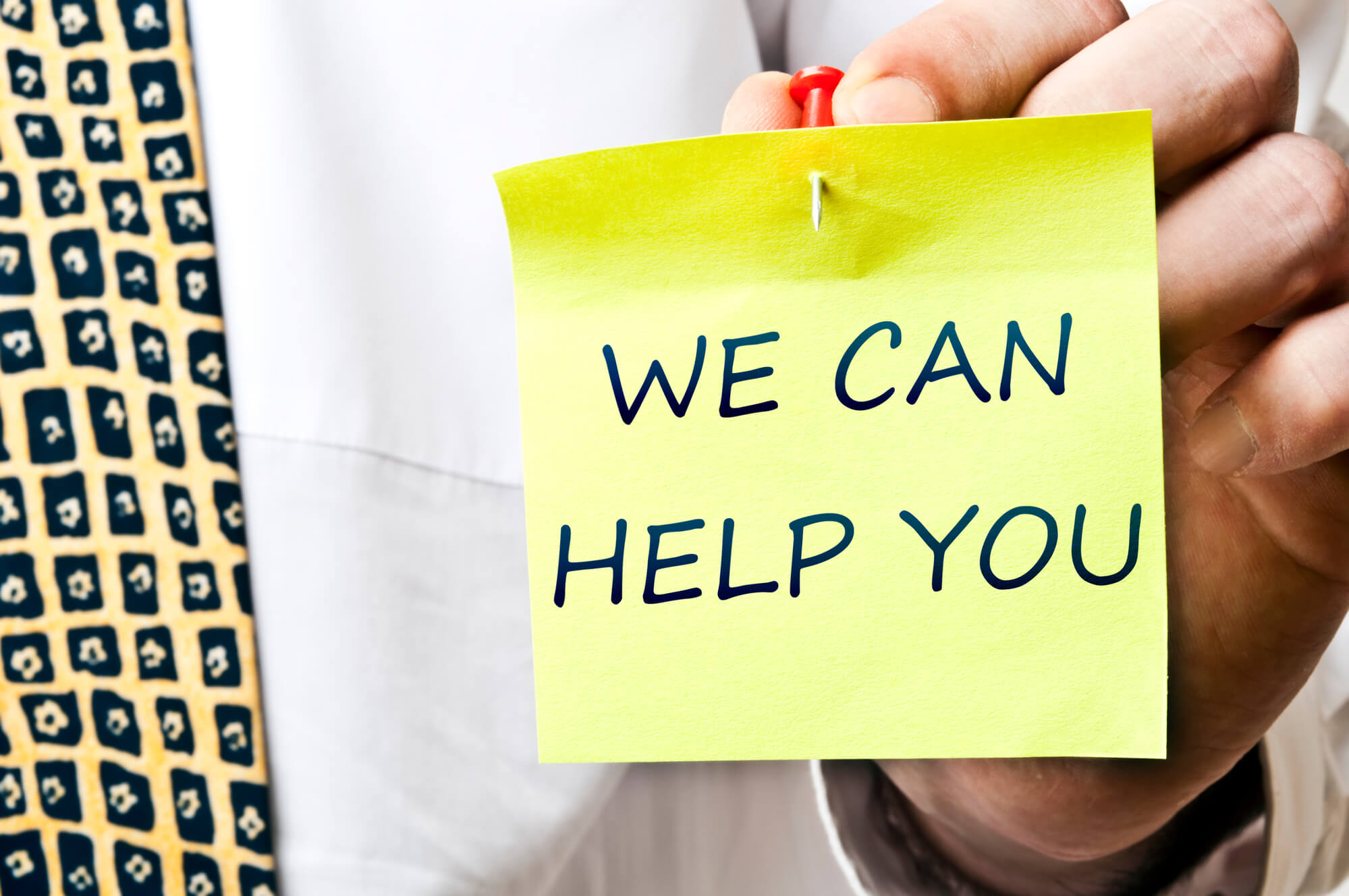 hand holding we can help you post it note