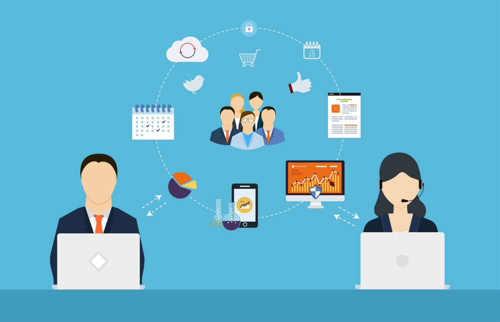 Customer service team support concept.