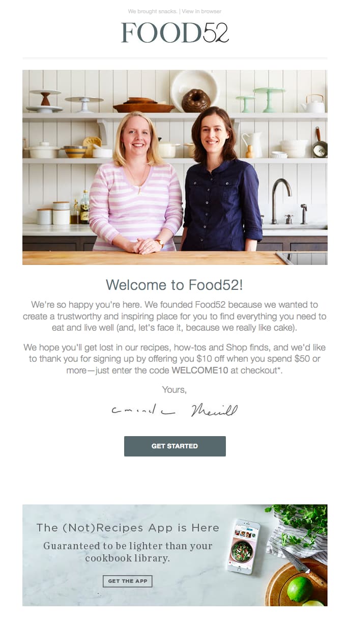 sample welcome email