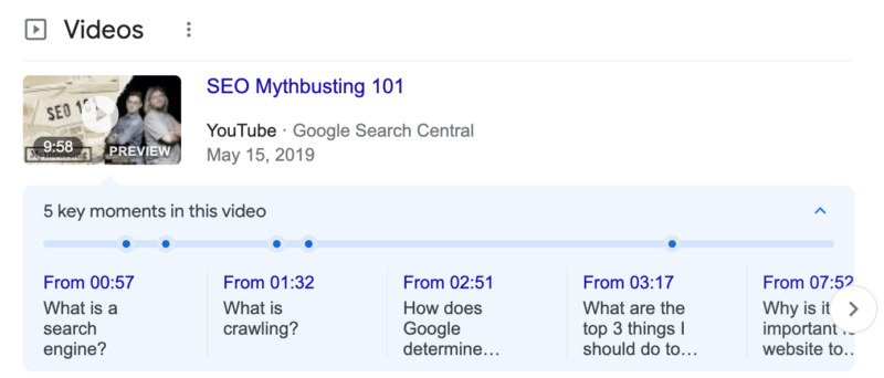 Example of clip markup video on search result.