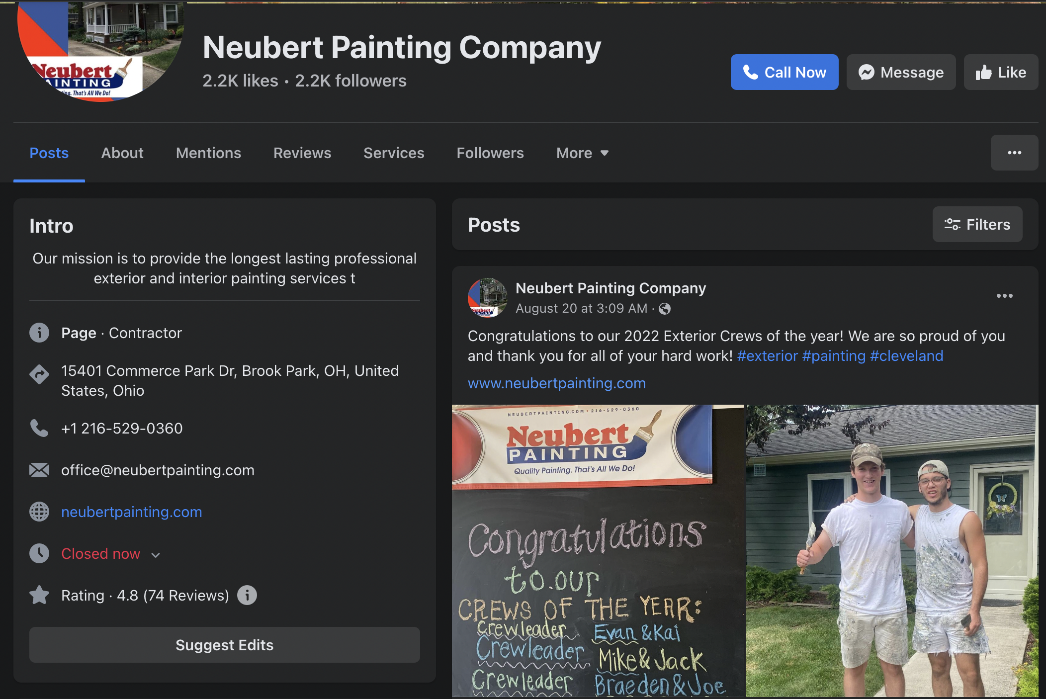 Neubert Painting Company Facebook page