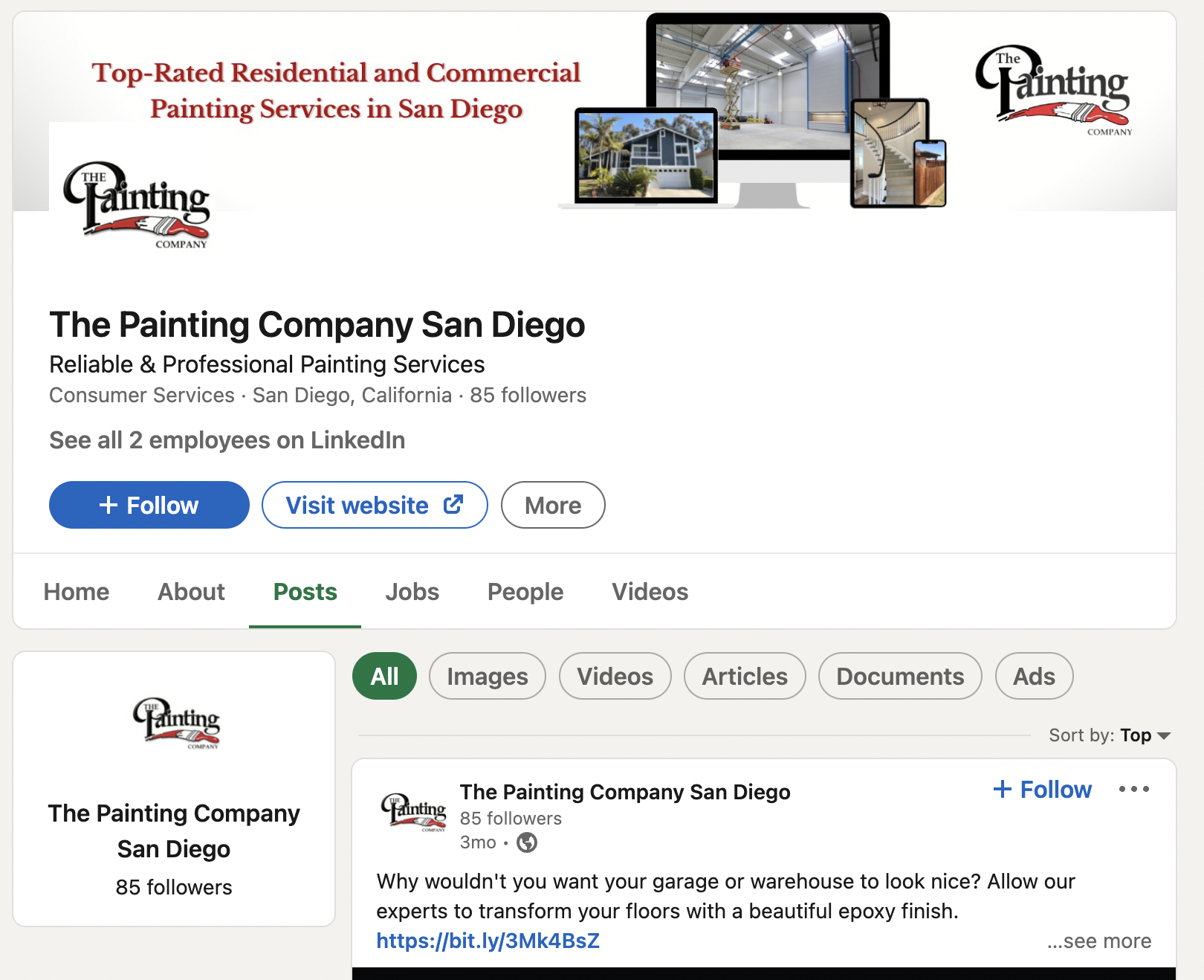 The Painting Company Sand Diego LinkedIn Page