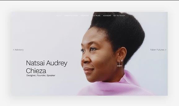 Screenshot of Natsai Audrey Chieza's professional website optimized for Florida SEO.