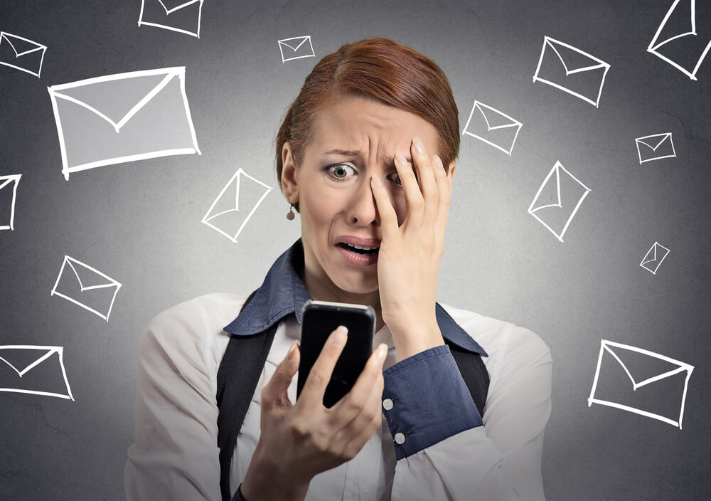 Woman shocked with irrelevant email found in inbox. 