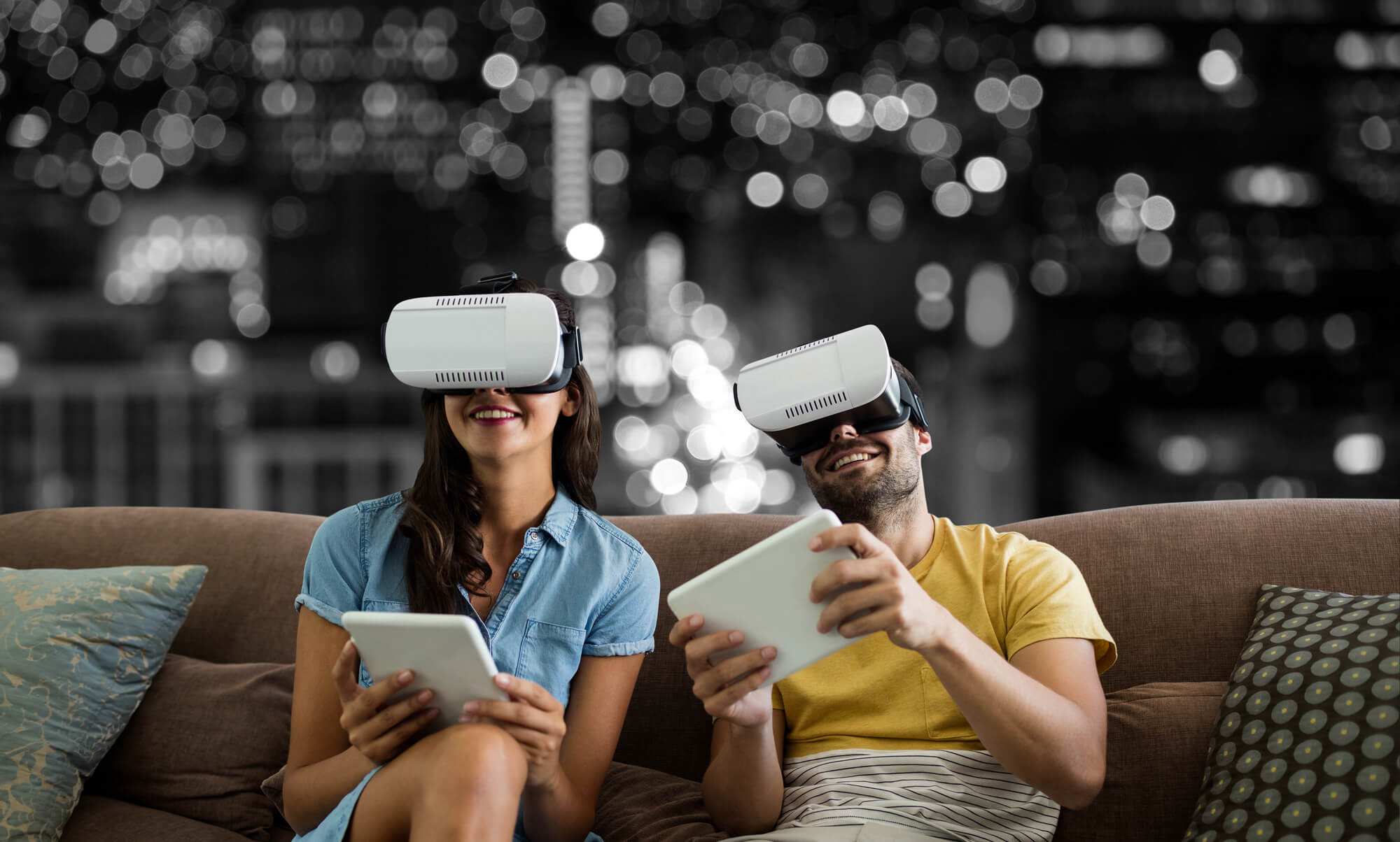couple having fun with virtual reality  