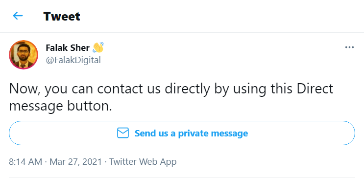 sample Twitter private message link