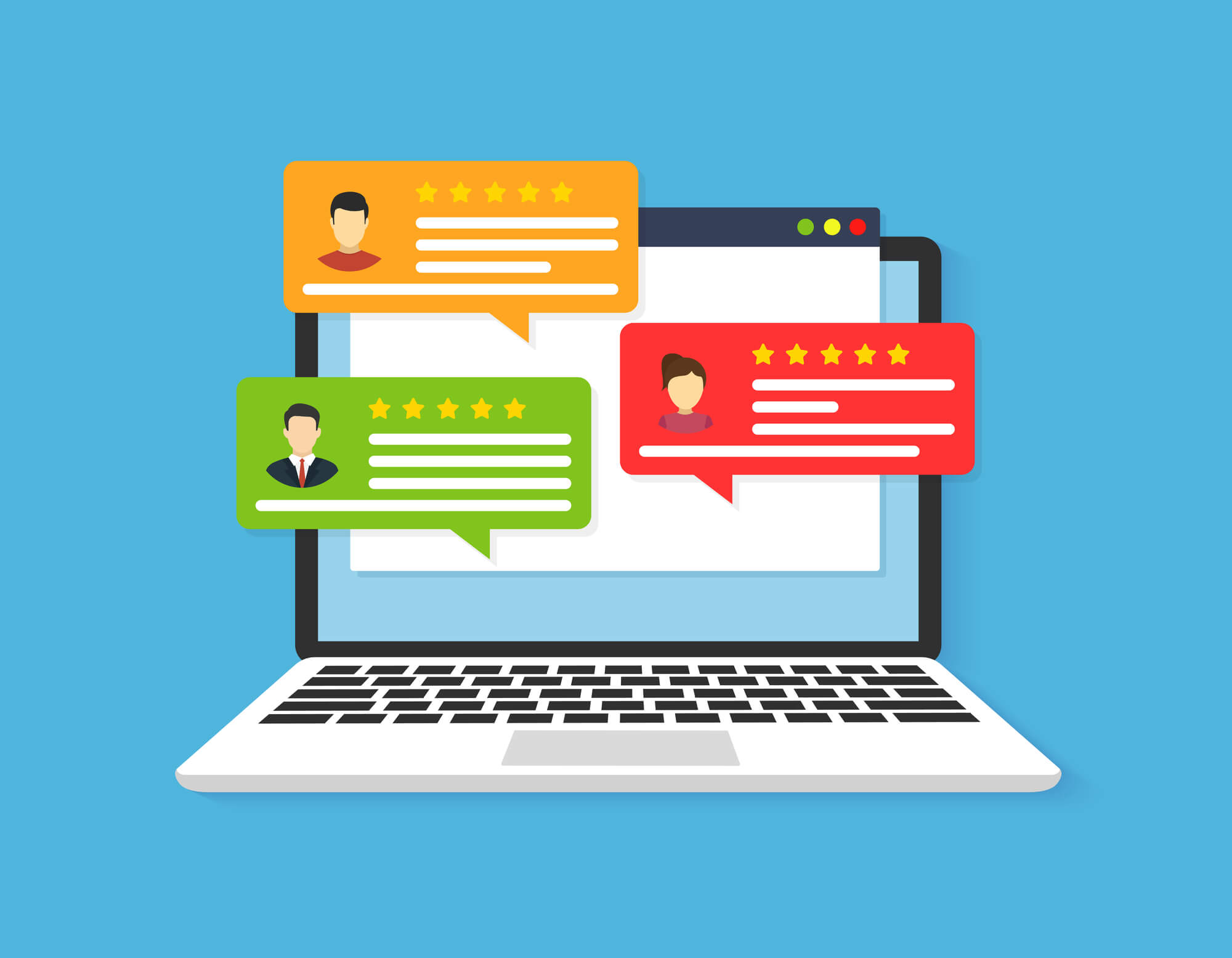 A vector showing client reviews of a particular online service