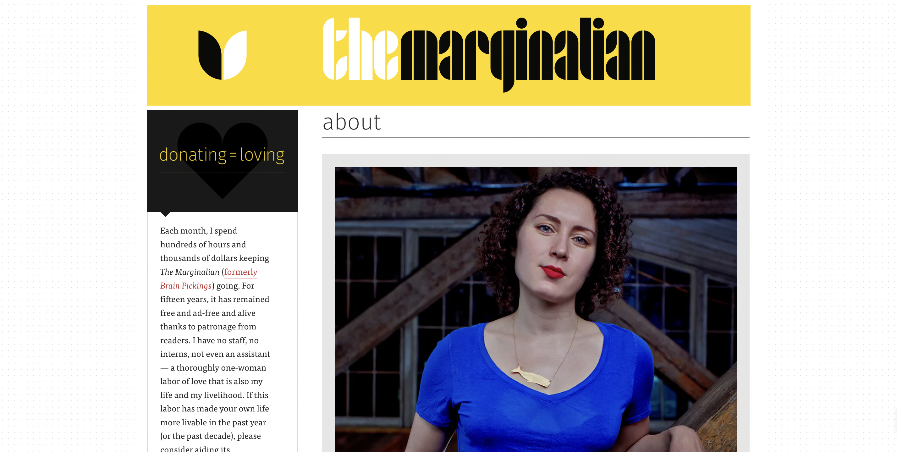 The Marginalian about section