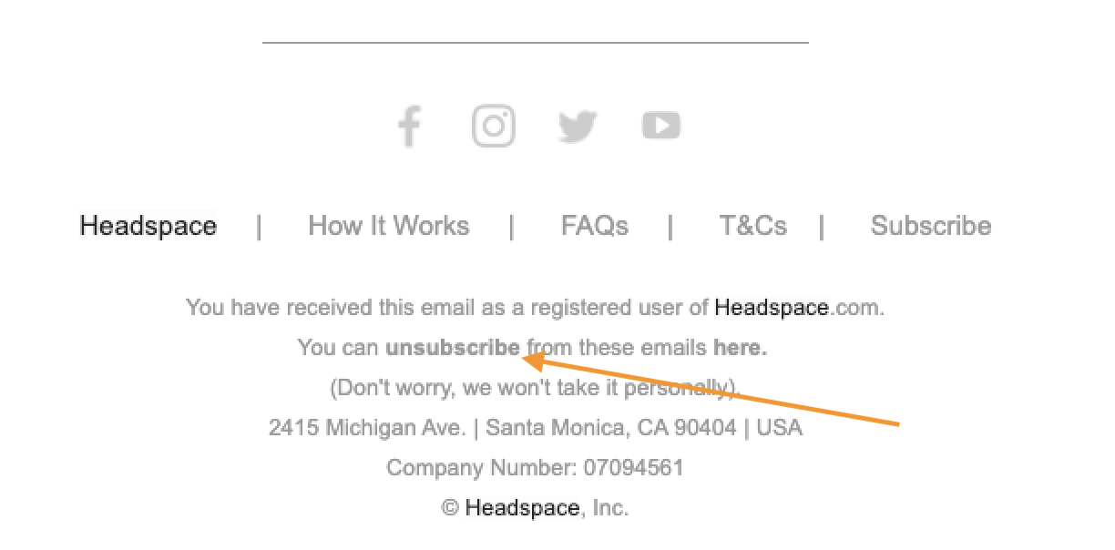 unsubscribe option in email