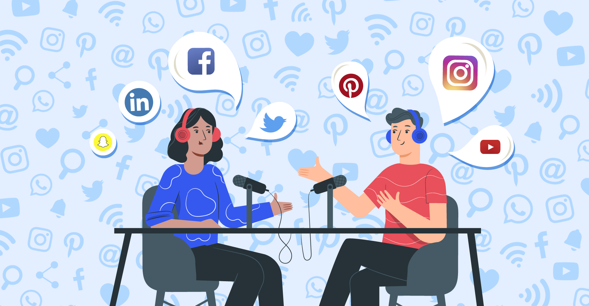 sharing podcasts in social media vector