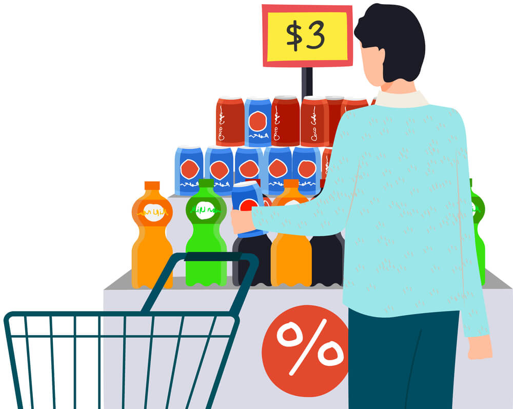 Customer looking at price of a product. 