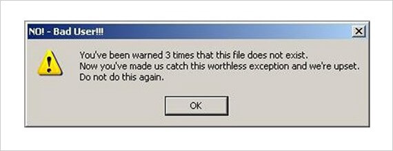 Popup error message.