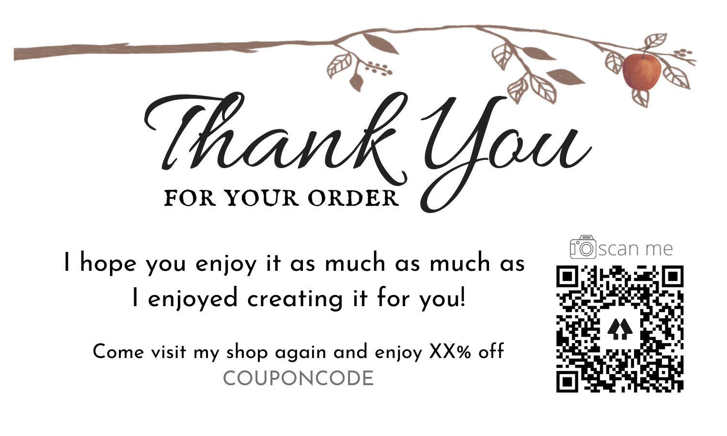 Thank You card for customers with QR code